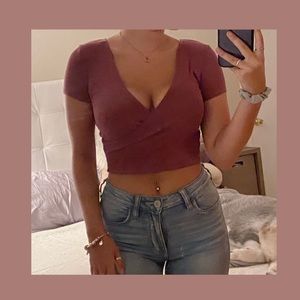 SOLD          pacsun mauve cropped wrap top !